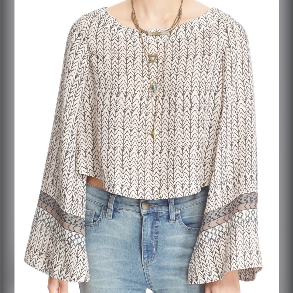 Free People size S bell sleeve crop top